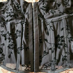 Black Floral Corset Top