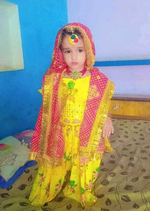 Yellow Floral Lehenga Choli Set,3 Year Baby Girl