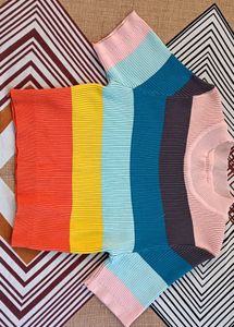 Rainbow Striped Knit Top