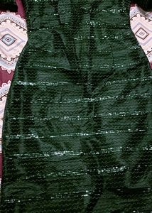 Green Full Sequence Gown Long Sleeves