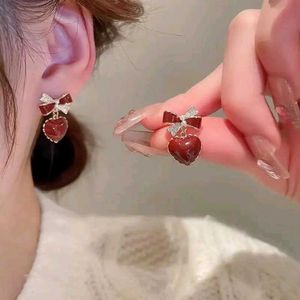 Heart & Bow Dangle Earrings