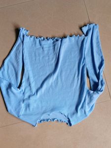 Cute Light Blue Long Sleeve Top
