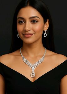 Elegant Diamond Necklace & Earring Set