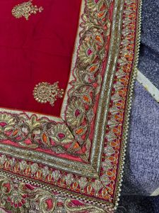 Red Heavy Blouse And Saree