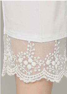 White Lace Hem Pants