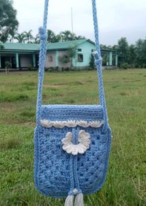 Crochet Blue Sling Bag 🩵🩵🩵