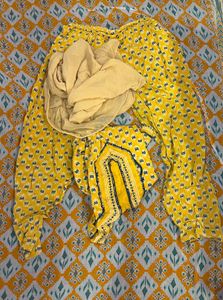 Combo Yellow Cotton Suit Set With Dupatta