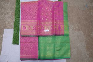 Pink Brocket Stone Kanjivaram Saree