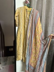 Yellow Embroidered Plazzo Kameez