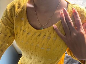 Yellow Knit Long Sleeve Top