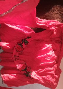 Red off shoulder top
