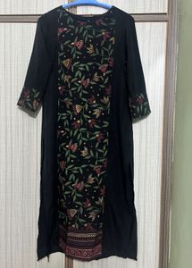 Floral Embroidered Black Dress
