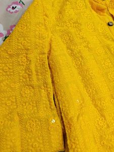Yellow Embroidered Kurta
