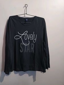 Casual Black T-shirt For Women
