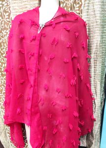 Dhamaka Offe Dupatta Stole Red Jhalar georgett