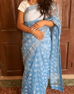 Sky Blue Floral Saree
