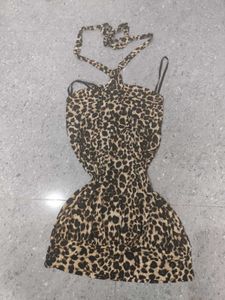 90s Inspired Y2k Leopard Print Halter/Neck Tie Top