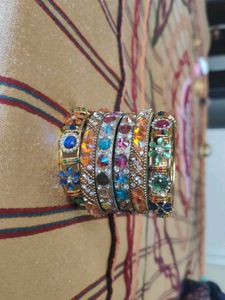 Colorful Stone Bangles (Set of 7)