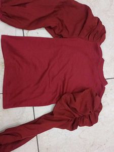 Burgundy Puff Sleeve Top