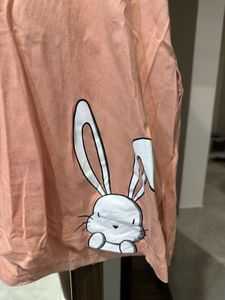 Peach T-Shirt Dress Bunny Print