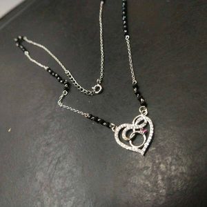 925 Sterling Silver Heart&amp;Infinity Knot Mangalsutr