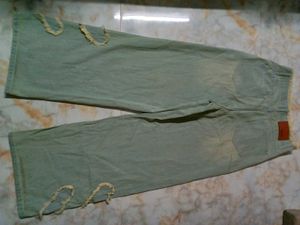 Distressed Wide-Leg Denim Jeans