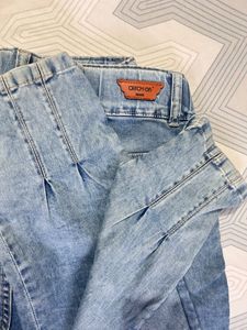 Light Blue Pleated Denim Jogger Jeans