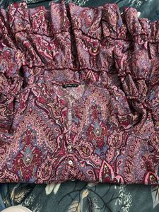 Paisley Print Ruffle Dress