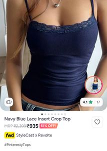 Navy Lace Crop Top