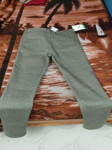 Men&#39;s Grey Texture Cotton Blend Pant