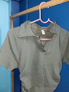 Green Collared Top