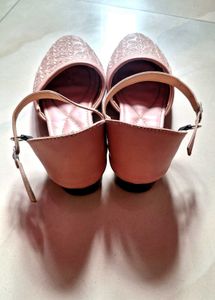 Pink Embroidered Ankle Strap Flats
