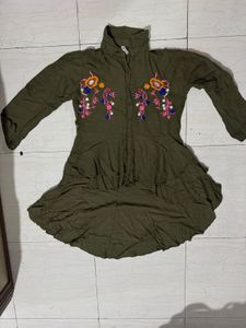 Embroidered Olive Green Tunic