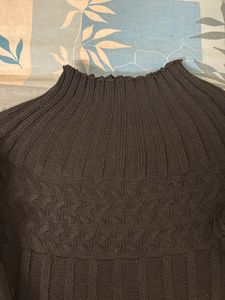 Black Woolen Top With Georgette Fancy Sleeves