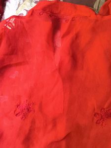 Red Embroidered Kurta