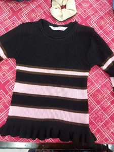 Girls Black Sweater Top