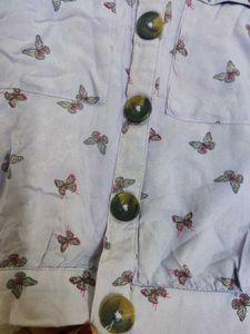 LAVENDER PRINTED CROP SHIRT