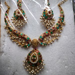 Zaveri Pearls Necklace With Earrings
