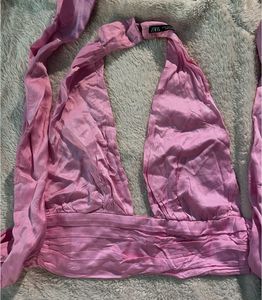 ZARA Bralette Satin Backless Tie Top