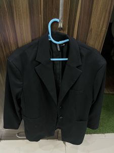 new H&amp;M black oversized solid overcoat blaz