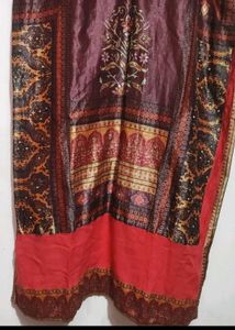 Coral &amp; Brown Kurta Plazo Set For 32 Bust