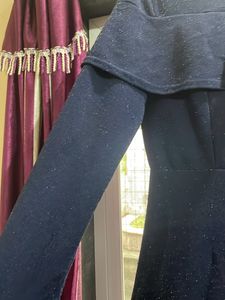 Blue Flared Shimmer Dress