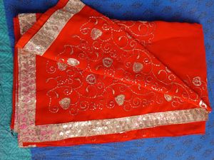 Orange Embroidered Saree