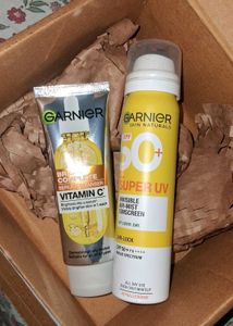 Garnier cleanser plus face wash and spray sunscree