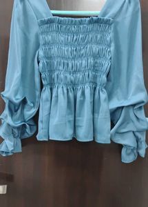 Chic Teal Blue Shocked Top