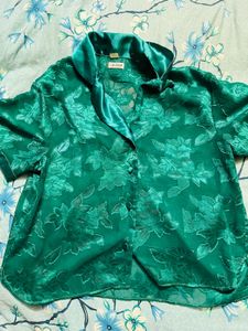 Vintage Green Floral Button-Down