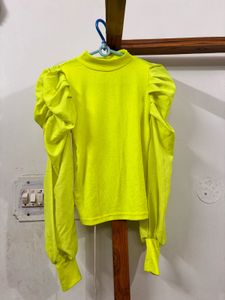 Neon green ballon Sleeve Top