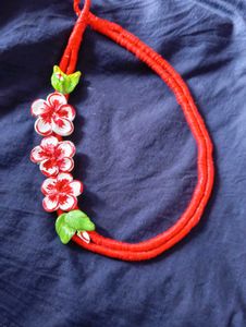 Floral Red Clay Necklace