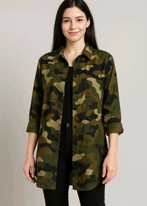 Camouflage Sheer Longline Shirt (Woman)