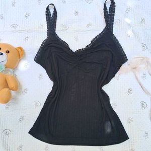 Printeresty Y2k Lace Trim Top